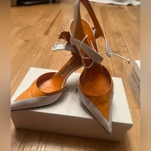 Orange and White Leather Manolo Blahnik Heels